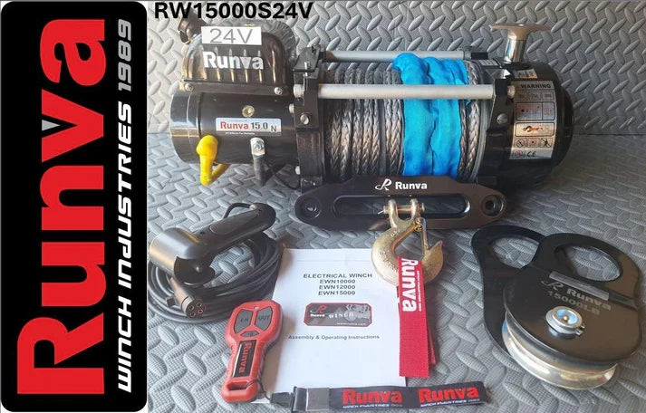 RUNVA WINCH 24V WITH SYNTHETIC ROPE 15000LBS (15 000LBS = 6 804KG) Main image