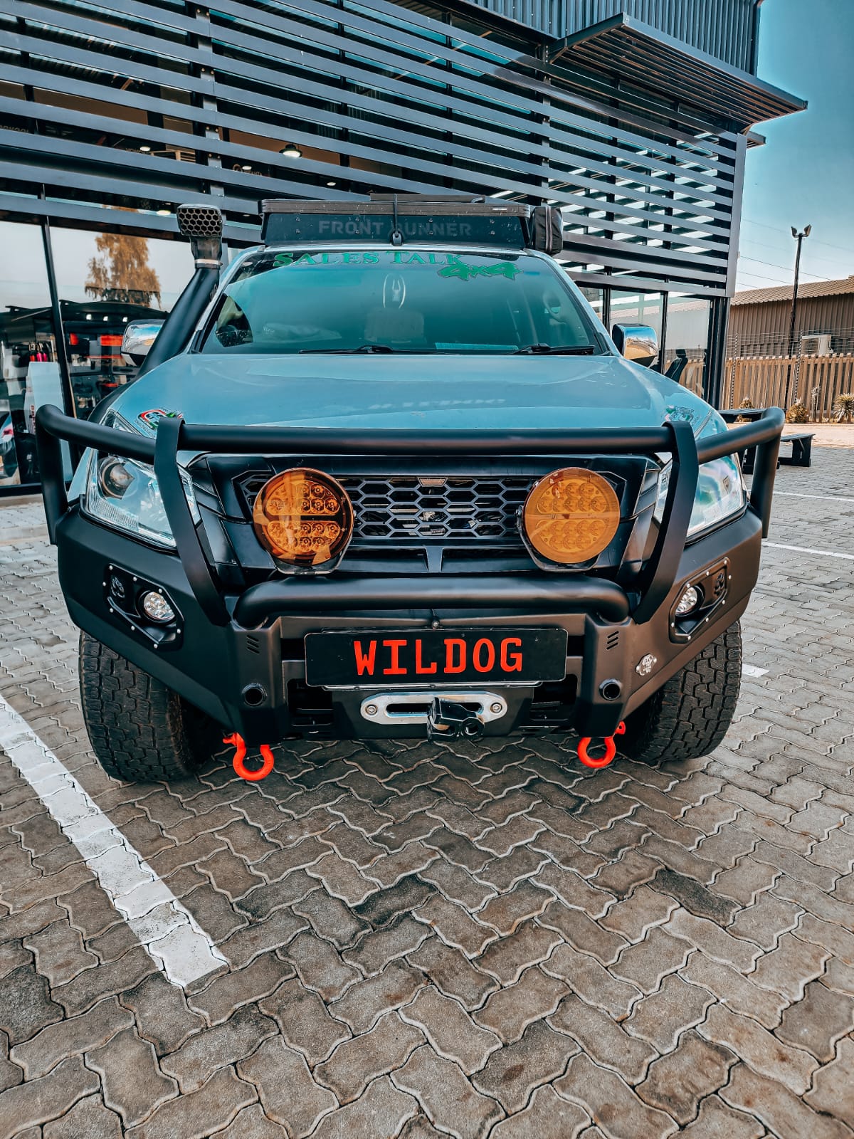 Isuzu KB6 Facelift Hunter Front Bumper , Round Nudge, Spotlight Brackets, Black Main image