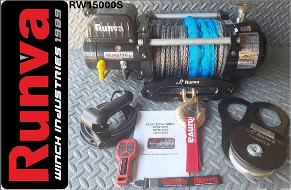 RUNVA WINCH 12V WITH SYNTHETIC ROPE 15000LBS (15 000LBS = 6 804KG) Main image